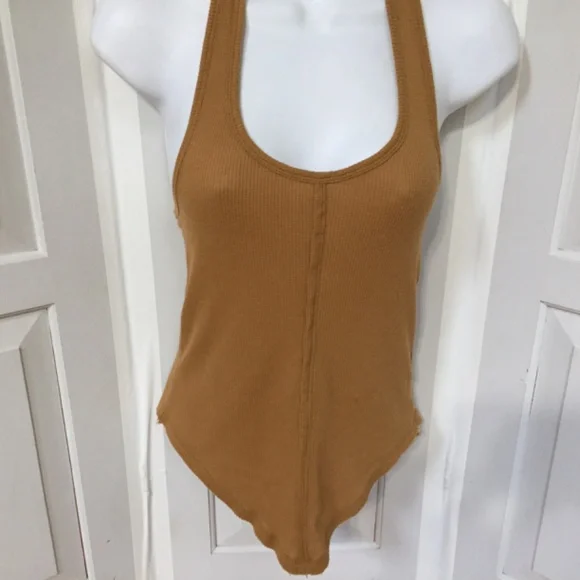 Anthropologie We the Free Tan Ribbed Halter Tank Top - Picture 3 of 14
